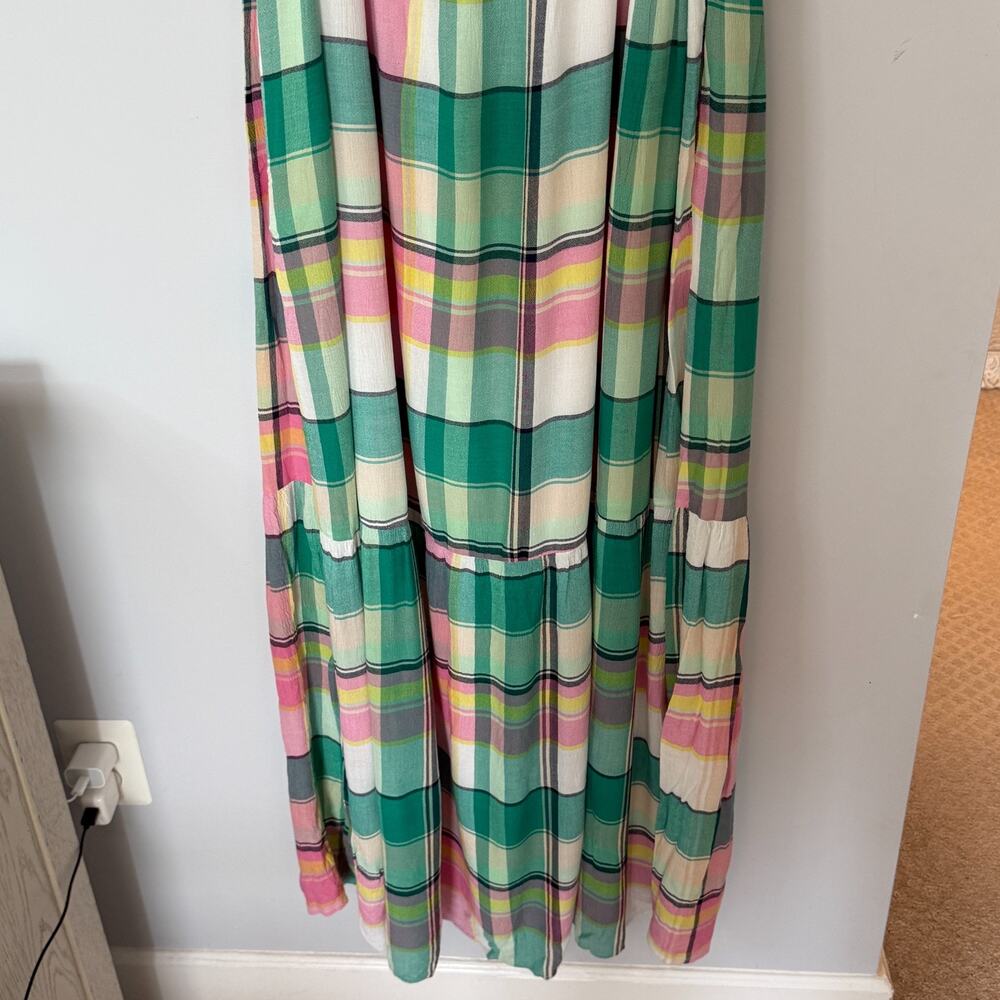 LOFT Green Pink Plaid Maxi Dress - Picture 3 of 8